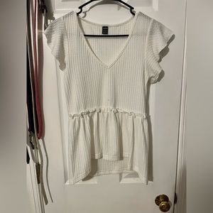 White Waffle Knit Shirt